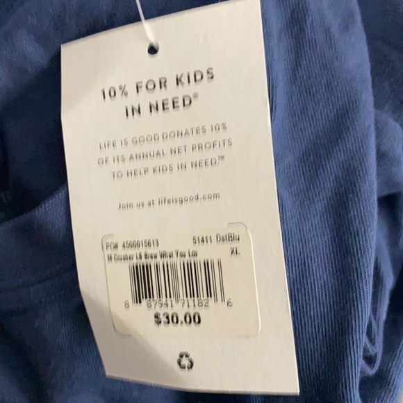 Life Is Good LSleeve TShirt “Brew What You Love” Blue Men’s XLarge NWT - Picture 7 of 9